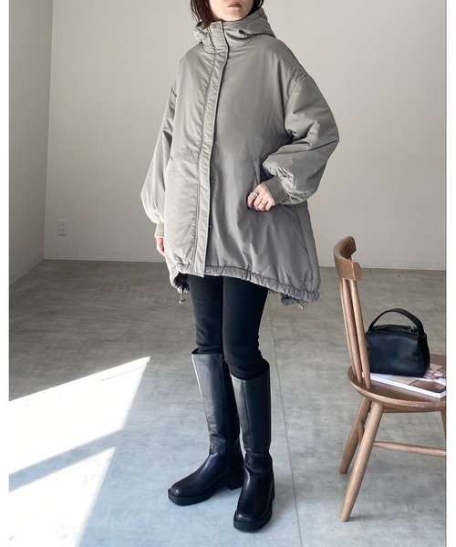 【セール】スタンドカラーフード付きロング丈中綿ダウンモンスターコート（ダウンジャケット/コート）｜She's Closet（シーズクローゼット）