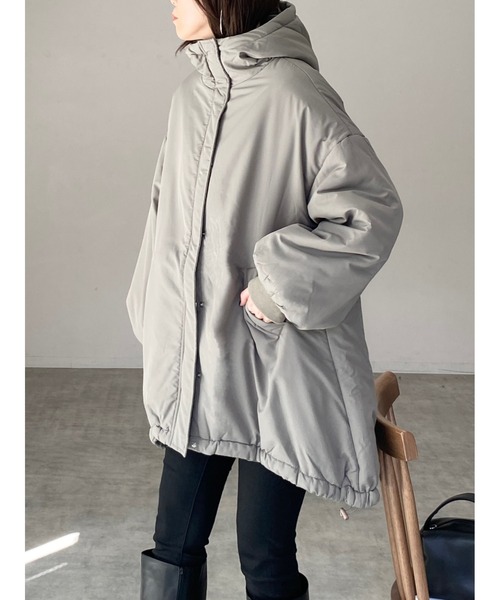 【セール】スタンドカラーフード付きロング丈中綿ダウンモンスターコート（ダウンジャケット/コート）｜She's Closet（シーズクローゼット）