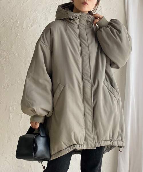 【セール】スタンドカラーフード付きロング丈中綿ダウンモンスターコート（ダウンジャケット/コート）｜She's Closet（シーズクローゼット）