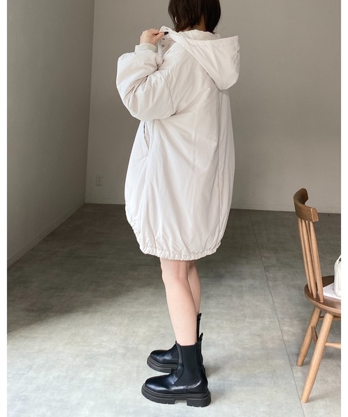 【セール】スタンドカラーフード付きロング丈中綿ダウンモンスターコート（ダウンジャケット/コート）｜She's Closet（シーズクローゼット）