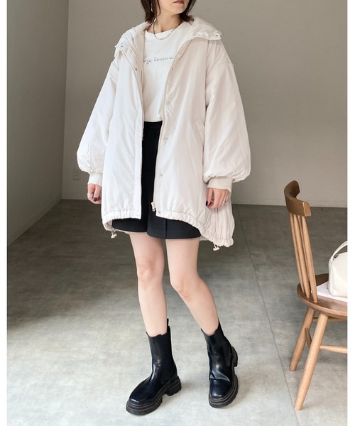 【セール】スタンドカラーフード付きロング丈中綿ダウンモンスターコート（ダウンジャケット/コート）｜She's Closet（シーズクローゼット）