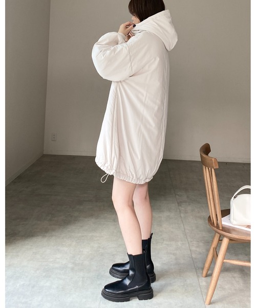 【セール】スタンドカラーフード付きロング丈中綿ダウンモンスターコート（ダウンジャケット/コート）｜She's Closet（シーズクローゼット）