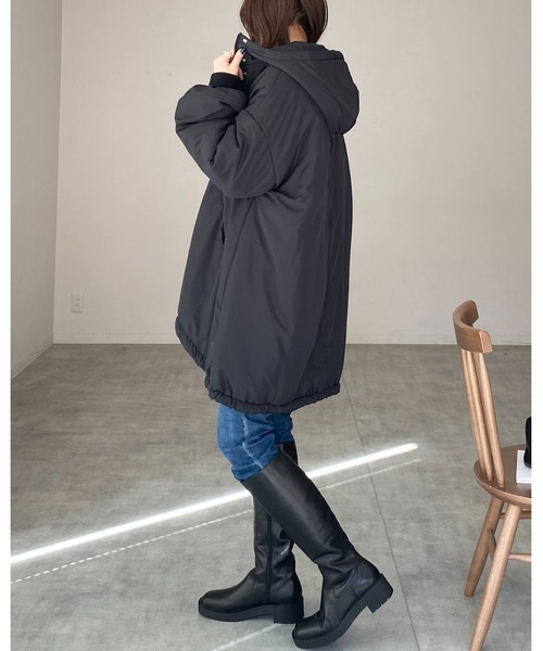 【セール】スタンドカラーフード付きロング丈中綿ダウンモンスターコート（ダウンジャケット/コート）｜She's Closet（シーズクローゼット）