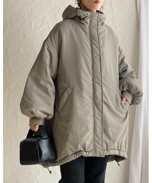 【セール】スタンドカラーフード付きロング丈中綿ダウンモンスターコート（ダウンジャケット/コート）｜She's Closet（シーズクローゼット）