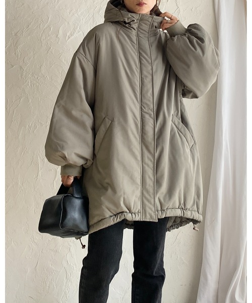 【セール】スタンドカラーフード付きロング丈中綿ダウンモンスターコート（ダウンジャケット/コート）｜She's Closet（シーズクローゼット）