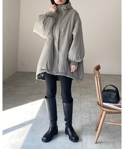 【セール】スタンドカラーフード付きロング丈中綿ダウンモンスターコート（ダウンジャケット/コート）｜She's Closet（シーズクローゼット）