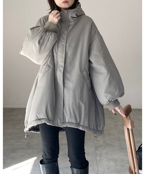 【セール】スタンドカラーフード付きロング丈中綿ダウンモンスターコート（ダウンジャケット/コート）｜She's Closet（シーズクローゼット）