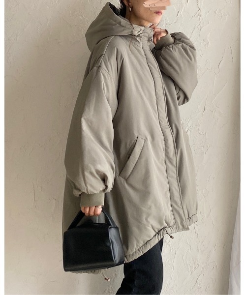 【セール】スタンドカラーフード付きロング丈中綿ダウンモンスターコート（ダウンジャケット/コート）｜She's Closet（シーズクローゼット）