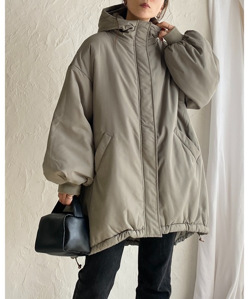 【セール】スタンドカラーフード付きロング丈中綿ダウンモンスターコート（ダウンジャケット/コート）｜She's Closet（シーズクローゼット）