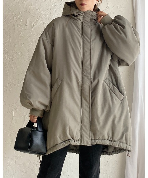 【セール】スタンドカラーフード付きロング丈中綿ダウンモンスターコート（ダウンジャケット/コート）｜She's Closet（シーズクローゼット）