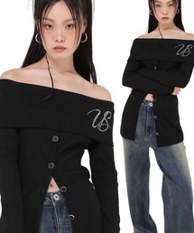 UGLY SHADOW | 韓国ブランド Uglyshadow アグリーシャドウ BEAD KNIT OFF-SHOULDER ニット 長袖トップス セーター オフショルダー(ニット/セーター)