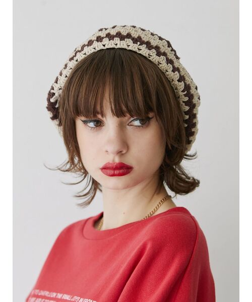 jouetie（ジュエティ）の「クロシェベレー（ハンチング/ベレー帽・レディース・ブラック/ブラウン・FREE）」の3枚目の写真