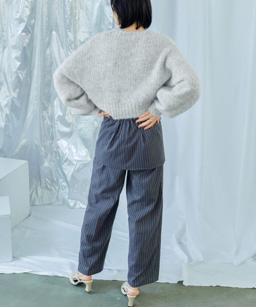 Fashion Letter(ファッションレター)の「ラウンドネック クロップド丈 モヘアニットプルオーバー(ニット/セーター・レディース・ブルー/グレー/ライトグレー/ライトパープル・M)」の6枚目の写真