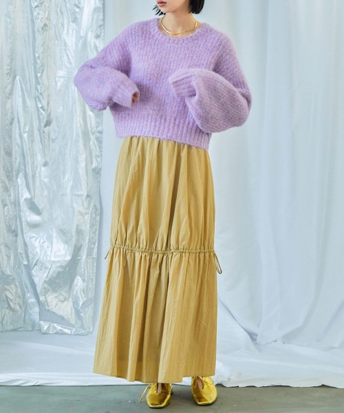 Fashion Letter(ファッションレター)の「ラウンドネック クロップド丈 モヘアニットプルオーバー(ニット/セーター・レディース・ブルー/グレー/ライトグレー/ライトパープル・M)」の8枚目の写真