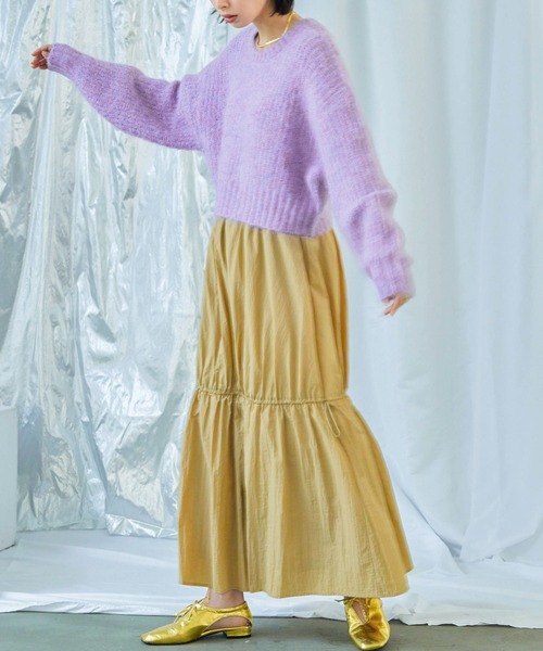 Fashion Letter(ファッションレター)の「ラウンドネック クロップド丈 モヘアニットプルオーバー(ニット/セーター・レディース・ブルー/グレー/ライトグレー/ライトパープル・M)」の11枚目の写真