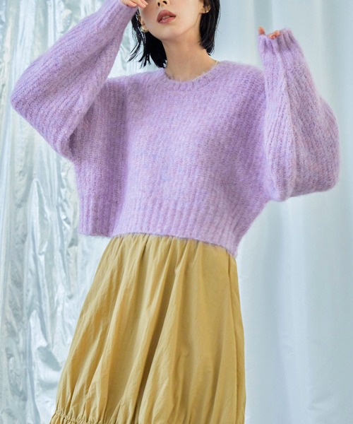 Fashion Letter(ファッションレター)の「ラウンドネック クロップド丈 モヘアニットプルオーバー(ニット/セーター・レディース・ブルー/グレー/ライトグレー/ライトパープル・M)」の12枚目の写真