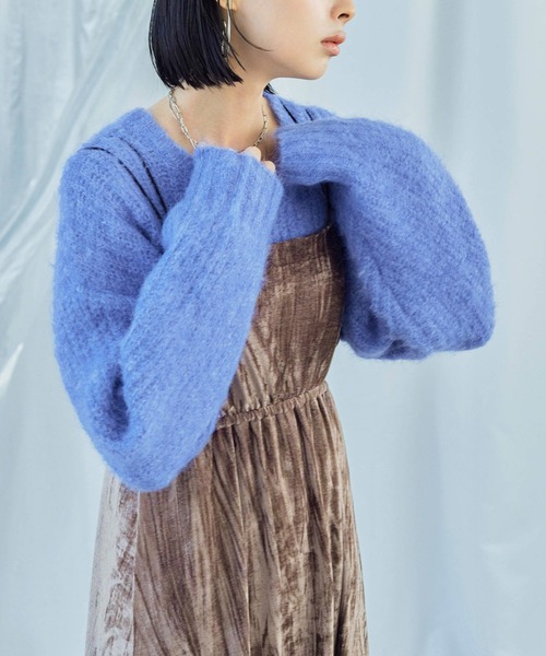 Fashion Letter(ファッションレター)の「ラウンドネック クロップド丈 モヘアニットプルオーバー(ニット/セーター・レディース・ブルー/グレー/ライトグレー/ライトパープル・M)」の18枚目の写真