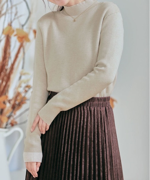 kirakiraShop(キラキラショップ)の「裏起毛 ハイネック ニット トップス(ニット/セーター・レディース・ベージュ/ブラック/ブラウン/アイボリー/オレンジ/ホワイト・S-M/M-L)」の9枚目の写真