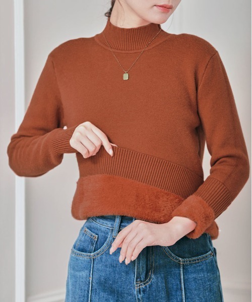 kirakiraShop(キラキラショップ)の「裏起毛 ハイネック ニット トップス(ニット/セーター・レディース・ベージュ/ブラック/ブラウン/アイボリー/オレンジ/ホワイト・S-M/M-L)」の19枚目の写真