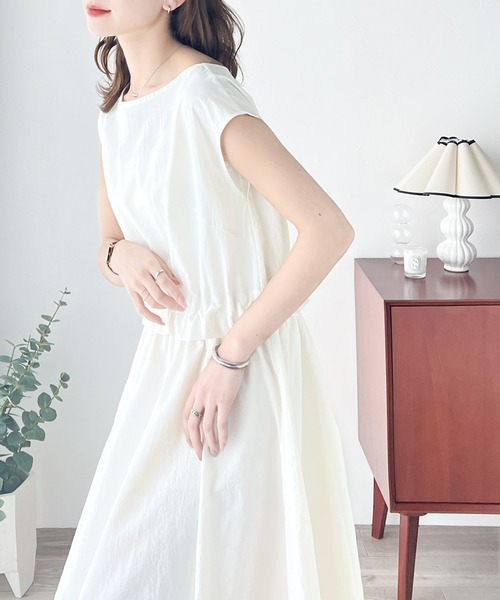 セール】大人可愛いふんわりワンピ。ナイロンフレンチスリーブバルーン