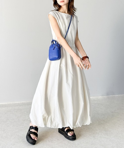 classicalelf(クラシカルエルフ)の「大人可愛いふんわりワンピ。ナイロンフレンチスリーブバルーンロングワンピース(ワンピース・レディース・ブラック/アイボリー・LARGE/MEDIUM/SMALL/X-LARGE)」の7枚目の写真