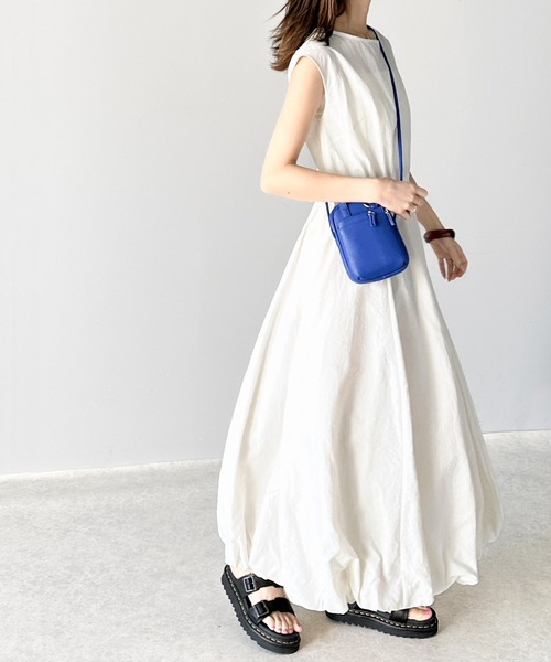 セール】大人可愛いふんわりワンピ。ナイロンフレンチスリーブバルーン