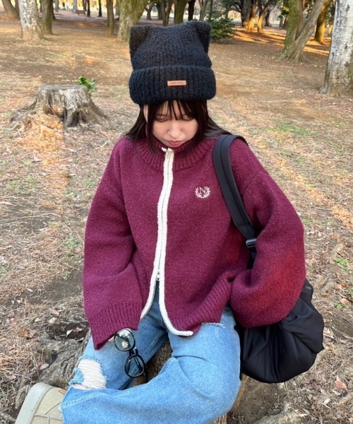 nemne store(ネンネストア)の「【低身長サイズあり】ブークレダブルジッププルオーバー(ニット/セーター・レディース・ネイビー/アイボリー/ボルドー・SMALL/MEDIUM)」の17枚目の写真