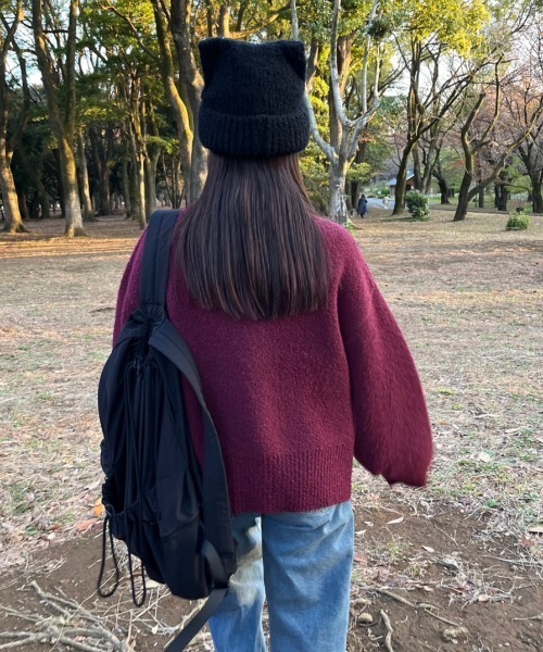 nemne store(ネンネストア)の「【低身長サイズあり】ブークレダブルジッププルオーバー(ニット/セーター・レディース・ネイビー/アイボリー/ボルドー・SMALL/MEDIUM)」の18枚目の写真