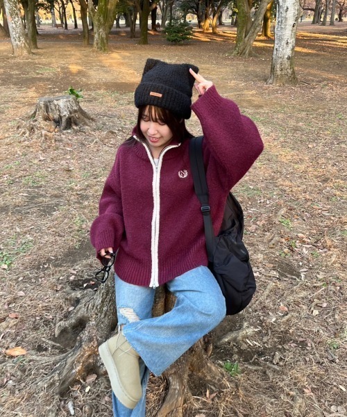 nemne store(ネンネストア)の「【低身長サイズあり】ブークレダブルジッププルオーバー(ニット/セーター・レディース・ネイビー/アイボリー/ボルドー・SMALL/MEDIUM)」の20枚目の写真