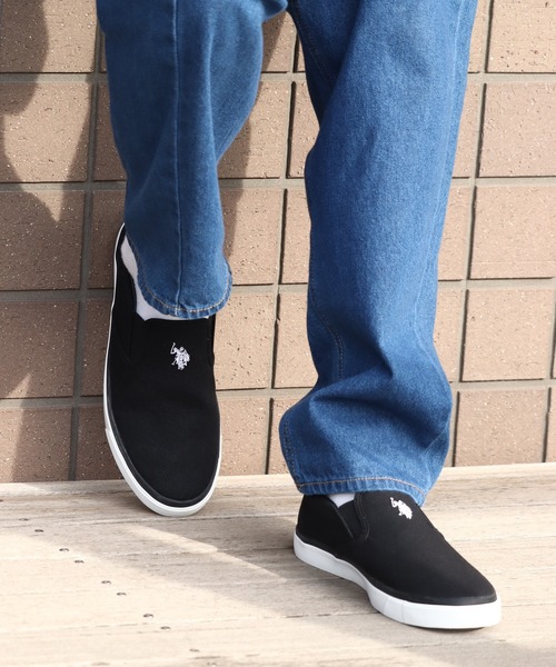 U.S. POLO ASSN.（ユーエスポロアッスン）の「【U.S. POLO ASSN./ユーエスポロアッスン】ワンポイント ダブルホースマン刺繍 キャンバス スリッポン（スリッポン・レディース・ホワイト/ベージュ/ブラック・25.5cm/27.0cm/24.5cm/23.5cm/22.5cm/26.5cm/23.0cm/26.0cm/25.0cm/24.0cm）」の19枚目の写真