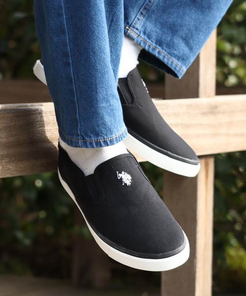 U.S. POLO ASSN.（ユーエスポロアッスン）の「【U.S. POLO ASSN./ユーエスポロアッスン】ワンポイント ダブルホースマン刺繍 キャンバス スリッポン（スリッポン・レディース・ホワイト/ベージュ/ブラック・25.5cm/27.0cm/24.5cm/23.5cm/22.5cm/26.5cm/23.0cm/26.0cm/25.0cm/24.0cm）」の8枚目の写真