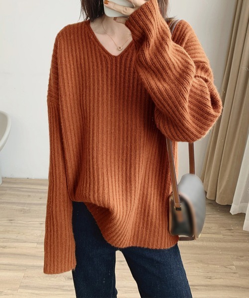 Miniministore（ミニミニストア）の「リブ ニットトップス春秋冬ニットセーター（ニット/セーター・レディース・ベージュ/グレー/ライトベージュ/ライトブラウン/ブラック・フリー）」の4枚目の写真
