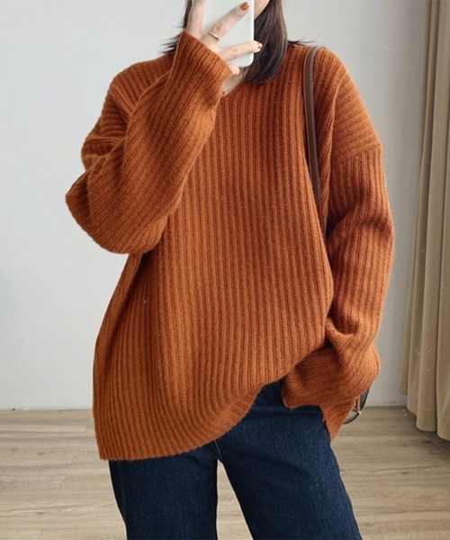 Miniministore（ミニミニストア）の「リブ ニットトップス春秋冬ニットセーター（ニット/セーター・レディース・ベージュ/グレー/ライトベージュ/ライトブラウン/ブラック・フリー）」の9枚目の写真