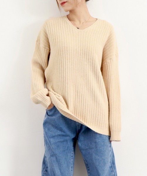 Miniministore（ミニミニストア）の「リブ ニットトップス春秋冬ニットセーター（ニット/セーター・レディース・ベージュ/グレー/ライトベージュ/ライトブラウン/ブラック・フリー）」の10枚目の写真