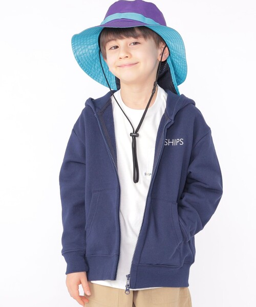 SHIPS(シップス)の「SHIPS KIDS:100~130cm / ロゴ フード ジップ パーカー(カーディガン/ボレロ・キッズ・ヘザーグレー/マルチ/ネイビー・120/130/110/100)」の1枚目の写真