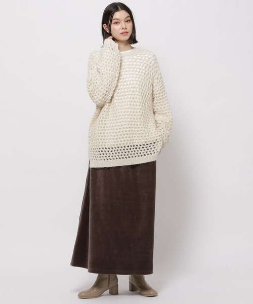 niko and...（ニコアンド）の「サイドラインベロアフレアスカート（スカート・レディース・アイボリー/ブラック/モカ・FREE）」の8枚目の写真