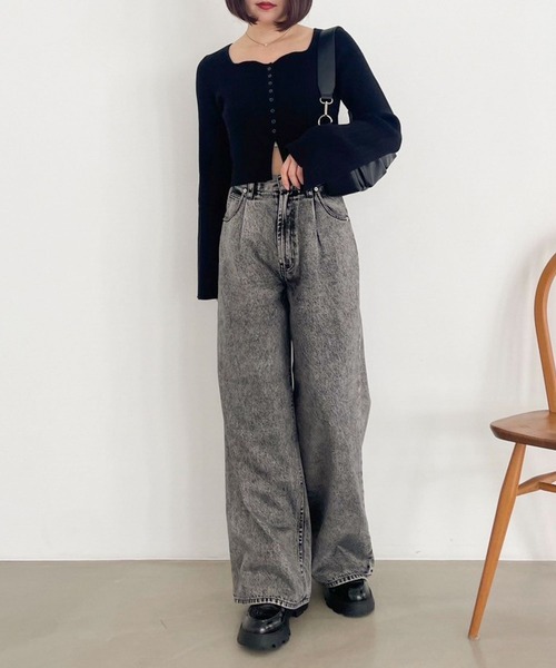 Heather（ヘザー）の「ハートネックデザインニット  102410（ニット/セーター・レディース・アイボリー/ブラック/グレー・FREE）」の10枚目の写真