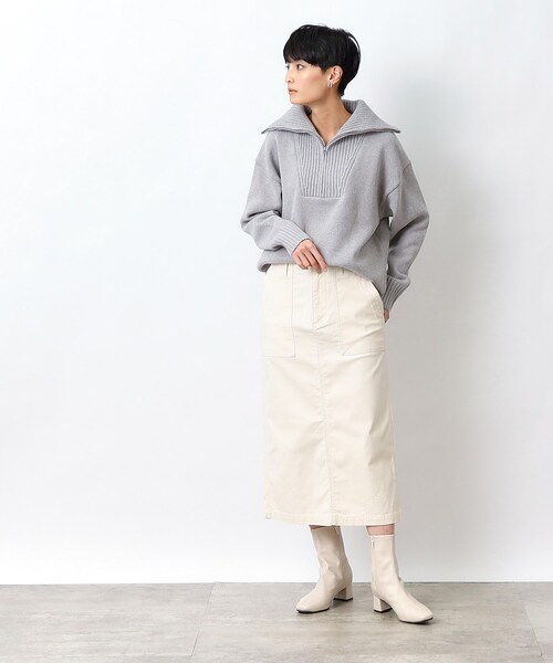 OPAQUE.CLIP(オペークドットクリップ)の「ストレッチベイカースカート/オーガニックコットン混【洗濯機洗い可/ストレッチ】(スカート・レディース・オフホワイト/ブラック/カーキ・40/38/42/36/34)」の19枚目の写真