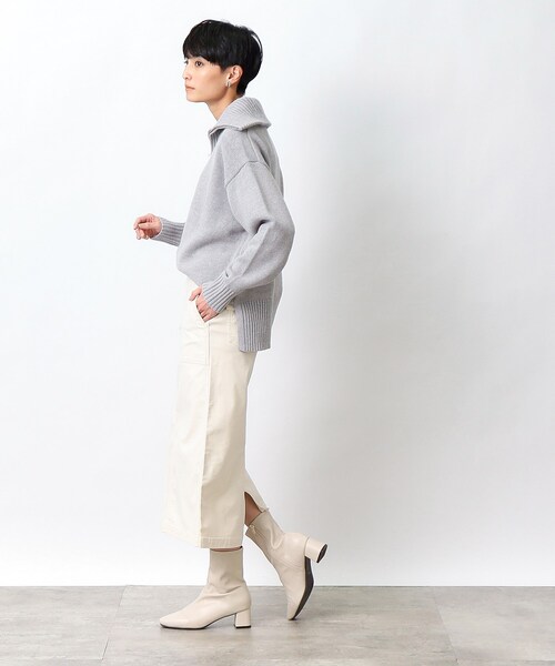 OPAQUE.CLIP(オペークドットクリップ)の「ストレッチベイカースカート/オーガニックコットン混【洗濯機洗い可/ストレッチ】(スカート・レディース・オフホワイト/ブラック/カーキ・40/38/42/36/34)」の20枚目の写真