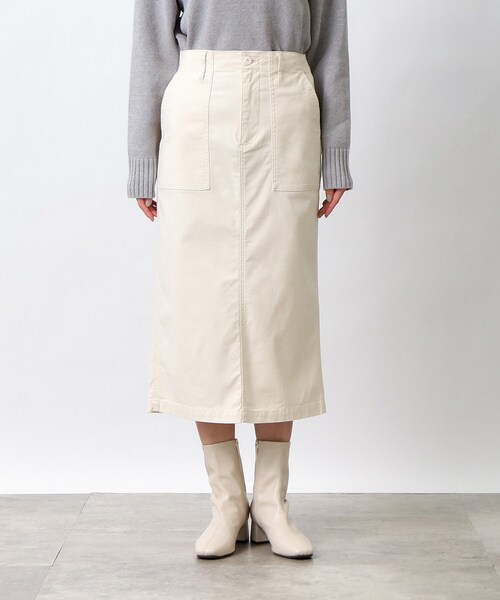 OPAQUE.CLIP(オペークドットクリップ)の「ストレッチベイカースカート/オーガニックコットン混【洗濯機洗い可/ストレッチ】(スカート・レディース・オフホワイト/ブラック/カーキ・40/38/42/36/34)」の9枚目の写真