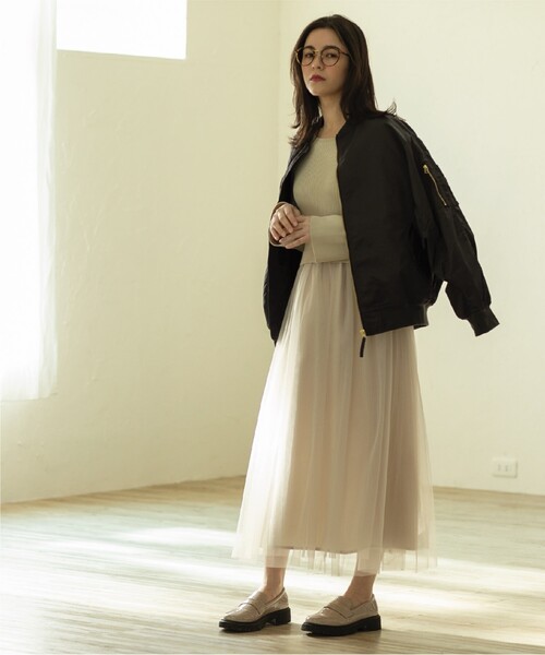 OPAQUE.CLIP（オペークドットクリップ）の「◆≪ヒルナンデス！で紹介≫ オーバーシルエットMA-1【洗濯機洗い可】（ブルゾン・レディース・チャコールグレー/ホワイト・38/40）」の15枚目の写真