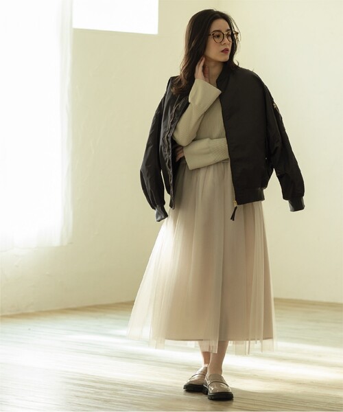 OPAQUE.CLIP（オペークドットクリップ）の「◆≪ヒルナンデス！で紹介≫ オーバーシルエットMA-1【洗濯機洗い可】（ブルゾン・レディース・チャコールグレー/ホワイト・38/40）」の16枚目の写真