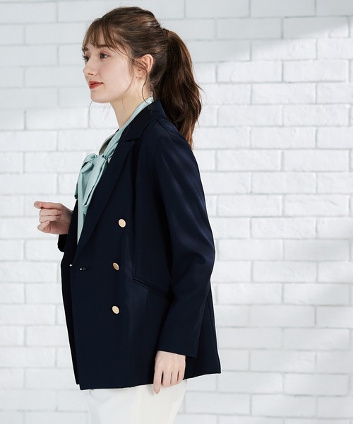12Twelve Agenda(トゥエルブ アジェンダ)の「ダブルテーラードスリムシルエットJK(テーラードジャケット・レディース・ベージュ/ネイビー・M)」の3枚目の写真