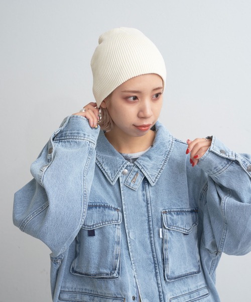 CIAOPANIC（チャオパニック）の「リブビーニーニット帽（ニットキャップ/ビーニー・レディース・ピンク/グレー/ブラック/オフホワイト・FREE）」の5枚目の写真