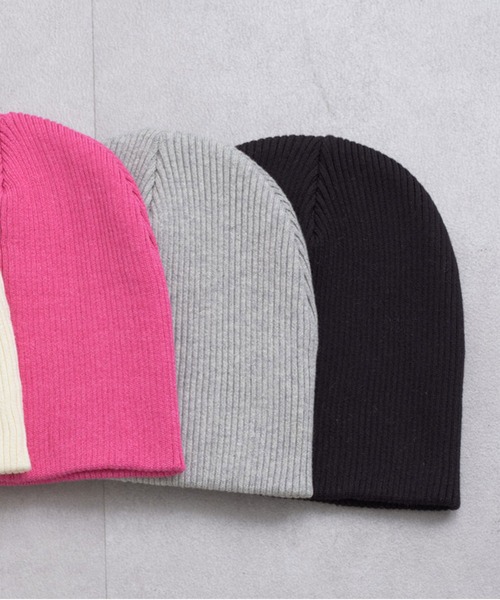CIAOPANIC（チャオパニック）の「リブビーニーニット帽（ニットキャップ/ビーニー・レディース・ピンク/グレー/ブラック/オフホワイト・FREE）」の10枚目の写真
