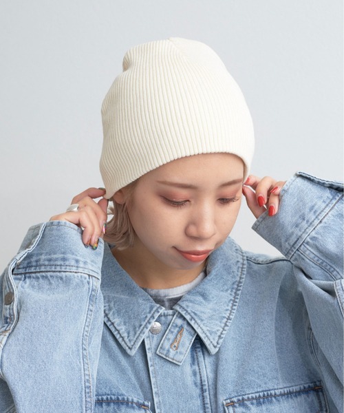 CIAOPANIC（チャオパニック）の「リブビーニーニット帽（ニットキャップ/ビーニー・レディース・ピンク/グレー/ブラック/オフホワイト・FREE）」の11枚目の写真