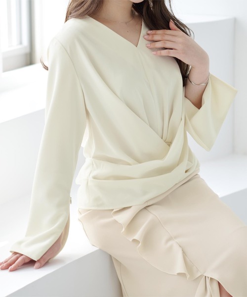 UR'S(ユアーズ)の「2wayスリットスリーブカシュクールブラウス(シャツ/ブラウス・レディース・アイボリー/ピンク/グレー・L/M/S)」の20枚目の写真