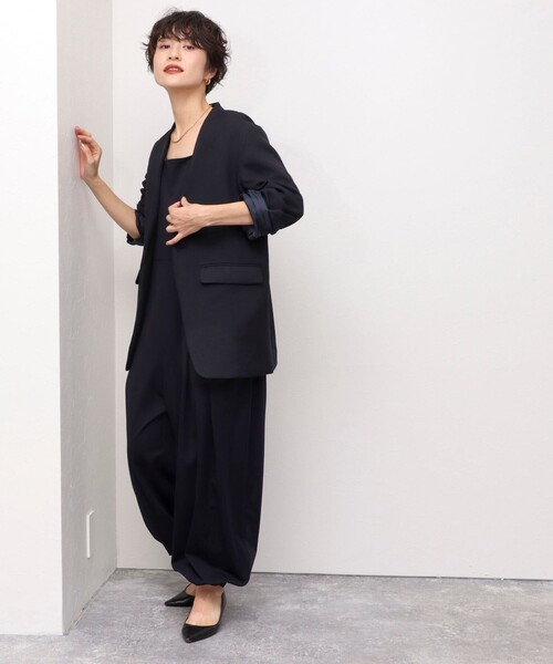 Rie Miller(リエミラー)の「ウォッシャブルスクエアネックオールインワン(つなぎ/オールインワン・レディース・ネイビー/ブラック・38)」の15枚目の写真