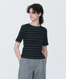 婦人　ストレッチリブ編みクルーネック半袖Ｔシャツ