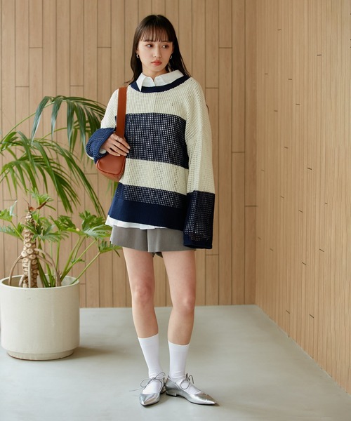 VIS（ビス）の「透かし編みメッシュラメニット（ニット/セーター・レディース・ブラック/ブルー系その他/キナリ・FREE）」の17枚目の写真